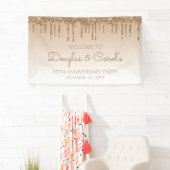 Glam Gold Glitter Drip 50th jubileumfeest Spandoek (Insitu)