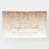 Glam Gold Glitter Drip 50th jubileumfeest Spandoek (Horizontaal)