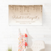 Glam Gold Glitter Drip 50th verjaardagsfeestje Spandoek (Insitu)