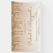 Glam Gold Glitter Drip 50th verjaardagsfeestje Spandoek (Verticaal)