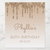 Glam Gold Glitter Drip 80ste verpartij Wijn Etiket (Enkel label)