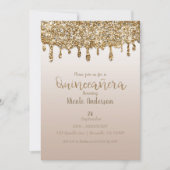 Glam Gold Glitter Drip Quinceañera 15 Verjaardag Kaart (Voorkant)