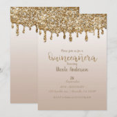 Glam Gold Glitter Drip Quinceañera 15 Verjaardag Kaart (Voorkant / Achterkant)