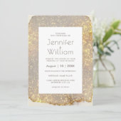 Glam Gold Glitter Elegant Modern Wedding Kaart (Staand voorkant)