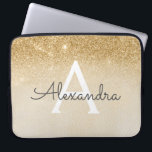 Glam Gold Glitter en Sparkle Chic Monogrammed Laptop Sleeve<br><div class="desc">Gouden Ombre Faux Glitter en Sparkle Modern en Elegant Monogram Hoesje. Dit hoesje kan worden aangepast om uw initiaal en voornaam op te nemen.</div>