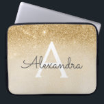 Glam Gold Glitter en Sparkle Chic Monogrammed Laptop Sleeve<br><div class="desc">Gouden Ombre Faux Glitter en Sparkle Modern en Elegant Monogram Hoesje. Dit hoesje kan worden aangepast om uw initiaal en voornaam op te nemen.</div>