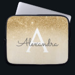 Glam Gold Glitter en Sparkle Chic Monogrammed Laptop Sleeve<br><div class="desc">Gouden Ombre Faux Glitter en Sparkle Modern en Elegant Monogram Hoesje. Dit hoesje kan worden aangepast om uw initiaal en voornaam op te nemen.</div>