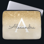 Glam Gold Glitter en Sparkle Chic Monogrammed Laptop Sleeve<br><div class="desc">Gouden Ombre Faux Glitter en Sparkle Modern en Elegant Monogram Hoesje. Dit hoesje kan worden aangepast om uw initiaal en voornaam op te nemen.</div>