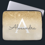 Glam Gold Glitter en Sparkle Chic Monogrammed Laptop Sleeve<br><div class="desc">Gouden Ombre Faux Glitter en Sparkle Modern en Elegant Monogram Hoesje. Dit hoesje kan worden aangepast om uw initiaal en voornaam op te nemen.</div>