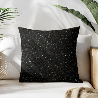 Glam gold glitter en sparkles afbeelding op zwart kussen