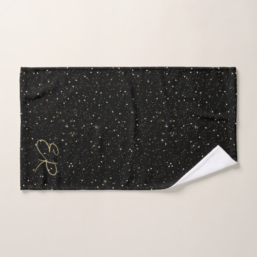 Glam gold glitter en sparkles op zwart afbeelding bad handdoek (Handdoek)