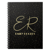 Glam gold glitter en sparkles op zwart afbeelding notitieboek (Voorkant)