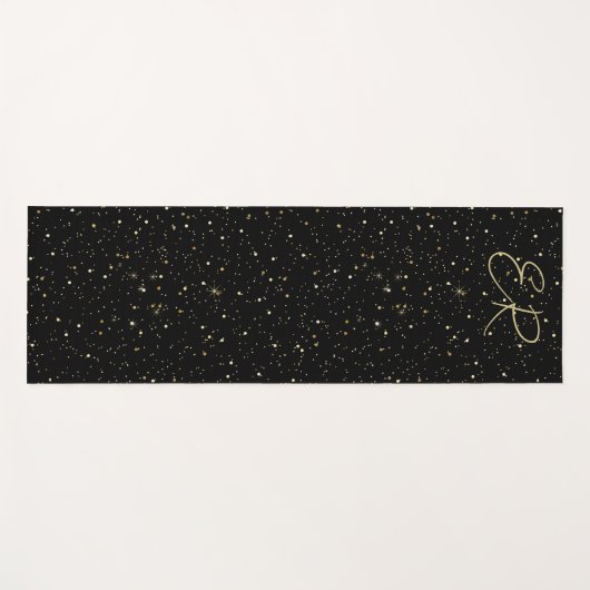 Glam gold glitter en sparkles op zwart afbeelding yogamat (Voorkant (horizontaal))
