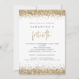 Glam Gold Glitter Fortieth Party Kaart