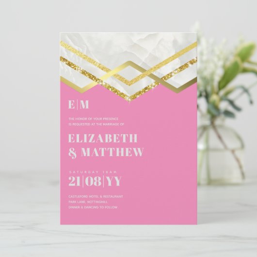 Glam Gold Glitter Girly Wedding Noite Deco Design (Staand voorkant)