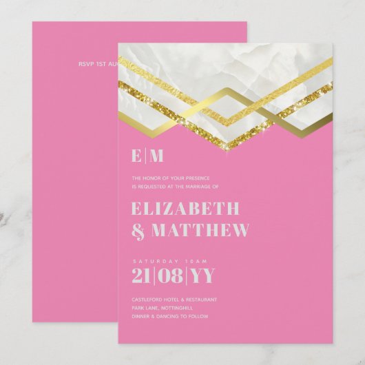 Glam Gold Glitter Girly Wedding Noite Deco Design (Voorkant / Achterkant)