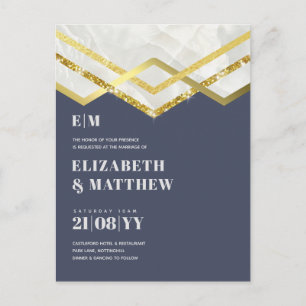 Glam Gold Glitter Girly Wedding Noite Deco Design Briefkaart