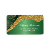 Glam Gold Glitter Green Metallic Adres Etiket (Voorkant)