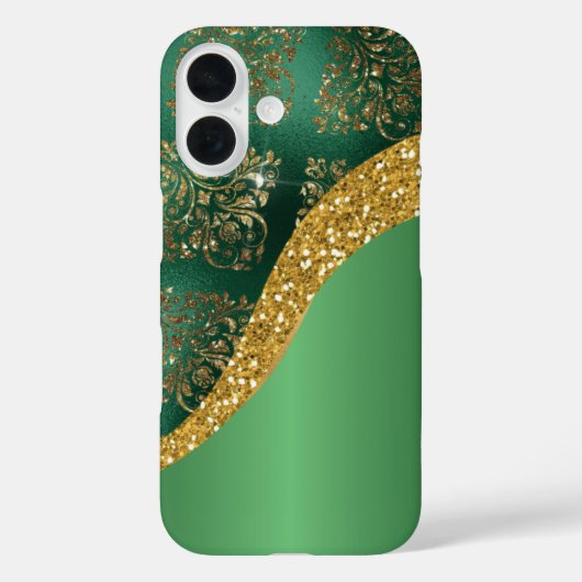 Glam Gold Glitter Green Metallic Case-Mate iPhone Case (Achterkant)