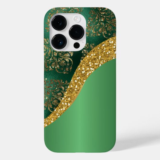 Glam Gold Glitter Green Metallic Case-Mate iPhone Case (Achterkant)