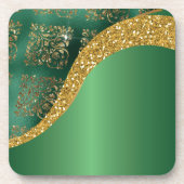 Glam Gold Glitter Green Metallic Feestelijk Bier Onderzetter (Voorkant)