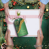 Glam Gold Glitter Green Metallic Feestelijk Cadeaulabel