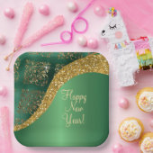 Glam Gold Glitter Green Metallic Feestelijk Papieren Bordje (Feest)