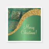 Glam Gold Glitter Green Metallic Feestelijk Servet (Voorkant)