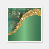 Glam Gold Glitter Green Metallic Feestelijk Servet (Voorkant)