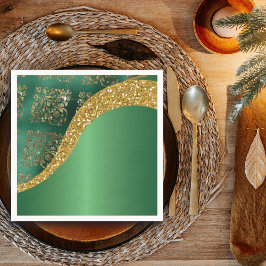 Glam Gold Glitter Green Metallic Feestelijk Servet