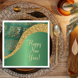 Glam Gold Glitter Green Metallic Feestelijk Servet
