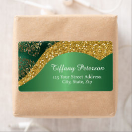 Glam Gold Glitter Green Metallic Verzendadres Etiket