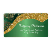 Glam Gold Glitter Green Metallic Verzendadres Etiket (Voorkant)
