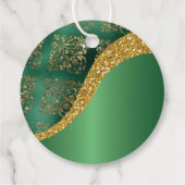 Glam Gold Glitter Green Metallic Wedding Bedankjes Labels (Achterkant)