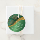 Glam Gold Glitter Green Metallic Wedding Bedankjes Labels (In situ)