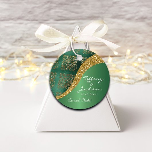 Glam Gold Glitter Green Metallic Wedding Bedankjes Labels