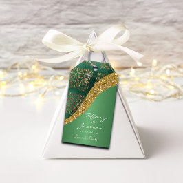 Glam Gold Glitter Green Metallic Wedding Cadeaulabel