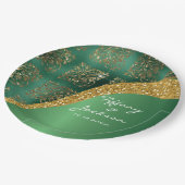 Glam Gold Glitter Green Metallic Wedding Papieren Bordje (Gekanteld)