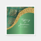Glam Gold Glitter Green Metallic Wedding Servet (Voorkant)
