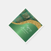 Glam Gold Glitter Green Metallic Wedding Servet (Hoek)