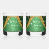 Glam Gold Glitter Green Metallic Wedding Whisky Glas (Voorkant)