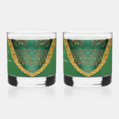 Glam Gold Glitter Green Metallic Wedding Whisky Glas (Links)