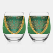 Glam Gold Glitter Green Metallic Wedding Wijnglas Zonder Voet (Links)