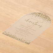 Glam Gold Glitter Grenzen Kerstfeest Acryl Uitnodigingen (Laagn)