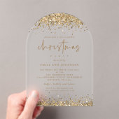 Glam Gold Glitter Grenzen Kerstfeest Acryl Uitnodigingen (Insitu (Draagbaar))