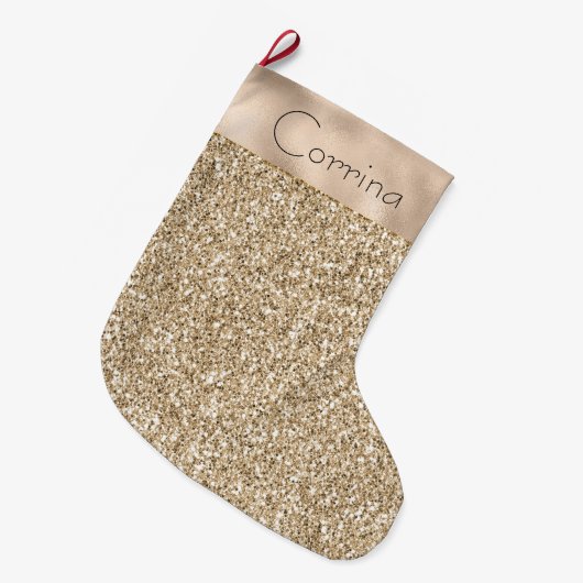  Glam Gold Glitter Grote Kerstsok (Voorkant (Hangend))