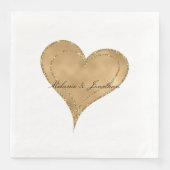 Glam Gold Glitter Heart Napkins Servet (Voorkant)
