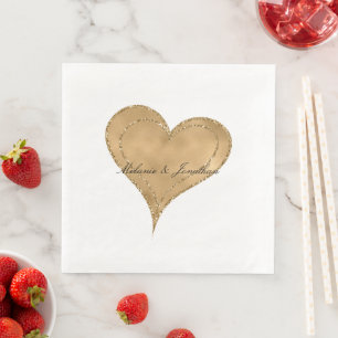 Glam Gold Glitter Heart Napkins Servet
