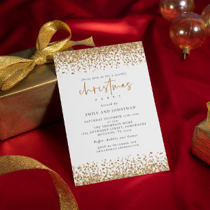 Glam Gold Glitter Kerstfeest Wit Kaart