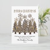 Glam Gold Glitter Leopard-laptop - Kerstmis Feestdagenkaart (Staand voorkant)